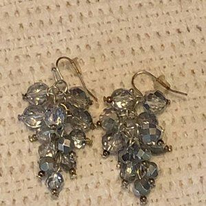 Chandelier earrings made with faux silver and rhinestones